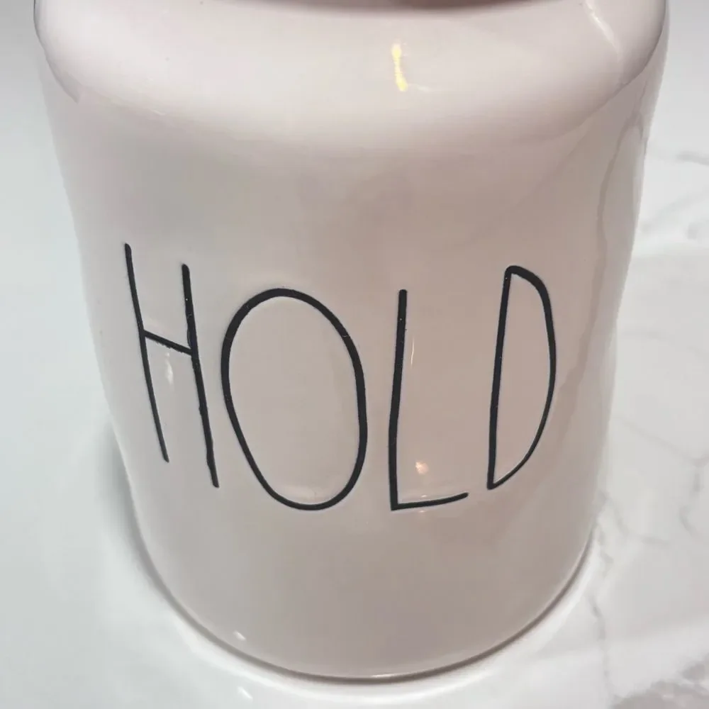 Rae Dunn Collection | White ‘HOLD’ Jar Canister Container with Lid